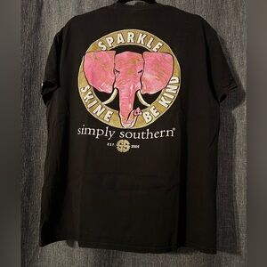 Simply Southern Black Tee with Pink and Gold Elephant